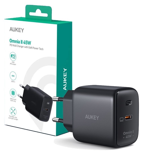 Изображение Ładowarka Aukey AUKEY PA-B2T ŁADOWARKA SIECIOWA 45W USB-C PD PPS