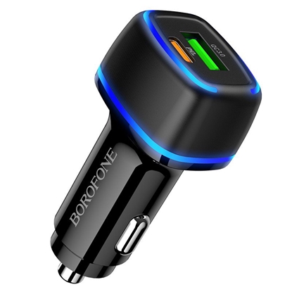 Picture of Automobilinis įkroviklis Borofone BZ14A PD20W+QC3.0 su 2 USB jungtimis juodas