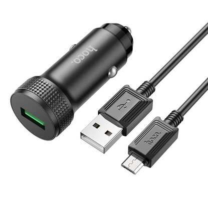 Attēls no Automobilinis įkroviklis Hoco Z49A QC3.0 18W + MicroUSB juodas