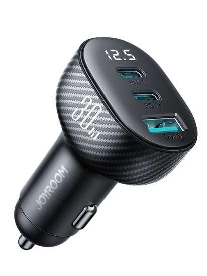 Picture of Automobilinis įkroviklis Joyroom JR-CCD04 2xUSB-C/USB-A 30W juodas