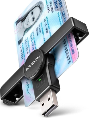 Picture of Axagon Foldable pocket USB-A contact Smart / ID card reader.