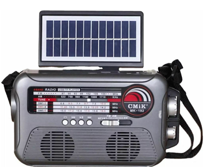 Изображение Cmik MK-192 Retro Radio with Solar Lamp / Flashlight / Bluetooth / USB / Gray