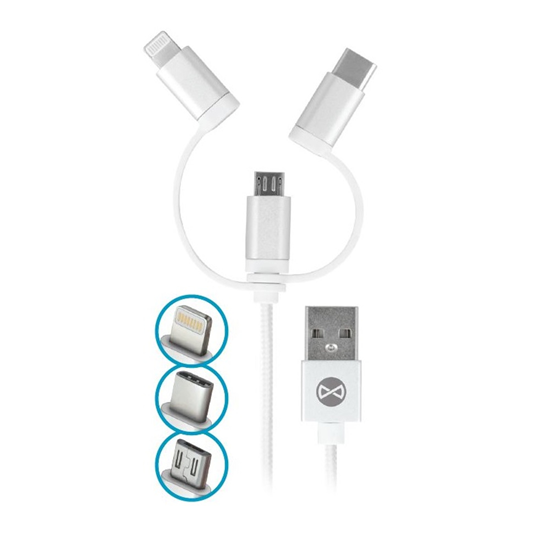 Picture of Forever 3in1 cable USB - Lightning + USB-C + micro