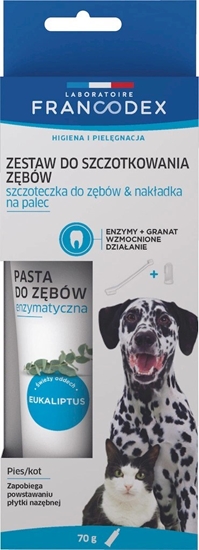 Изображение FRANCODEX Toothbrush and toothpaste for dog and cat - 70g