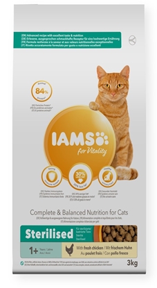 Изображение IAMS for Vitality Adult Sterilised with fresh chicken - dry cat food - 3kg