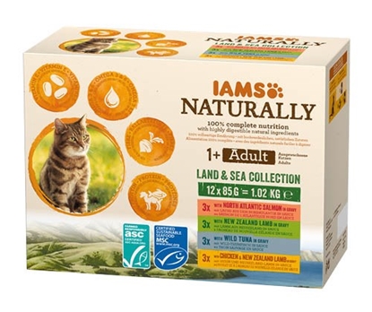 Изображение IAMS Naturally Adult Land and Sea collection - wet cat food - 12 x 85g