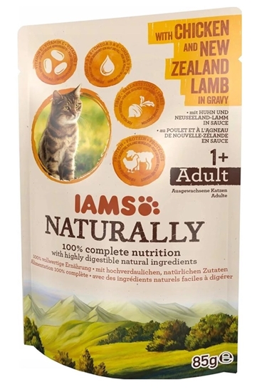 Изображение IAMS Naturally Adult with chicken and New Zealand lamb in gravy - wet cat food - 85g