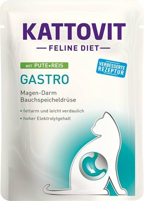 Attēls no KATTOVIT Feline Diet Gastro Turkey with rice - wet cat food - 85g