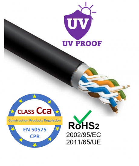 Изображение LAN Datortīklu kabelis, STEINMARK, CAT5E FTP, UV-PROOF, 305m, CPR klase Cca - S1a, D0, a1, LSZH