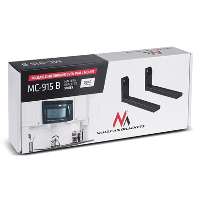 Picture of Maclean MC-915 B Universal Microwave Bracket Holder Wall Mount Adjustable Solid Metal Kitchen 30kg Black