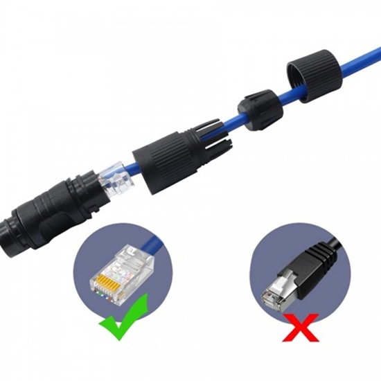 Picture of Mitrumizsturīgs RJ45 Savienotājs  CAT5E, CAT6, CAT6A, CAT7 LAN kabeļiem