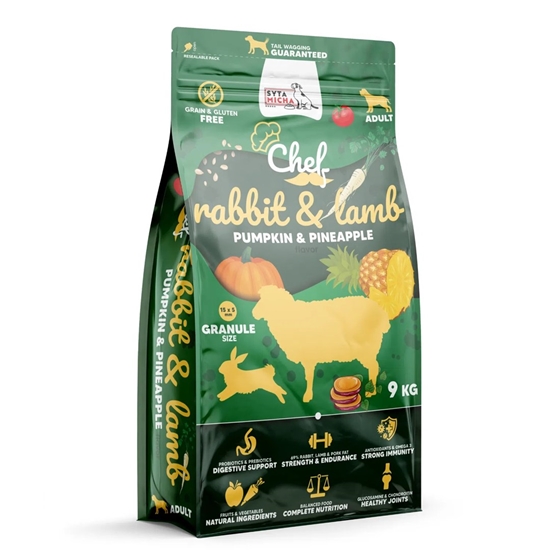 Изображение SYTA MICHA Chef Rabbit, lamb with pumpkin and pineapple - dry dog food - 9kg