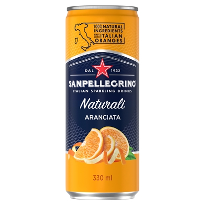 Изображение Sulas dzēriens S.PELLEGRINO Aranciata STD Apelsīnu, gāzēts, bundžā, 0.33l(DEP)