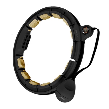 Изображение Vingrošanas riņķis HHM13 HULA HOOP BLACK/GOLD MAGNETIC WITH WEIGHT + COUNTER HMS