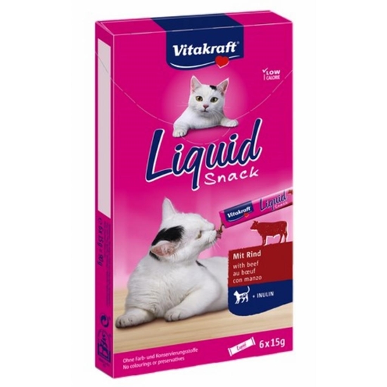 Picture of VITAKRAFT Cat Liquid-Snack with beef - cat treats - 6 x 15g