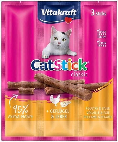 Изображение VITAKRAFT CatStick Mini with poultry and liver - cat treats - 3 pcs