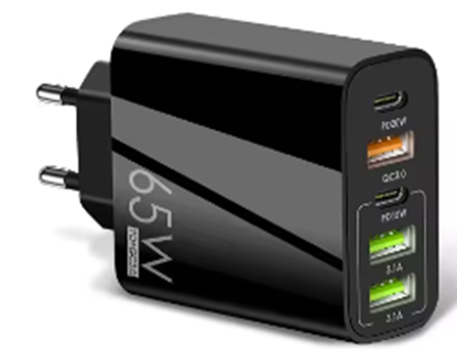 Изображение Wooco PKG012 5 port Gan Charger 65W / PD / QC3.0 / Type-C / USB