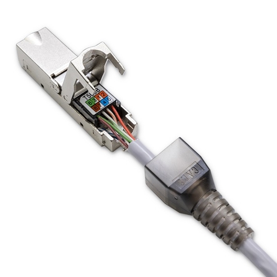 Изображение Wtyk RJ45 beznarzędziowy STP | CAT6 | JACK PIN | T568B | T568A 