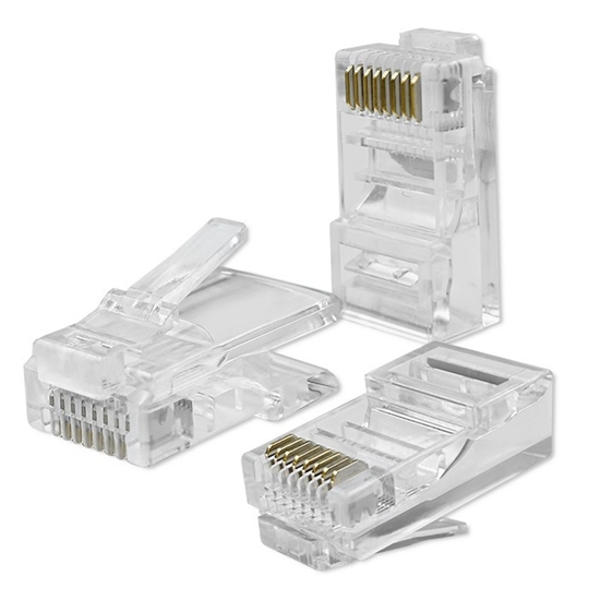 Picture of Wtyk złącze modularne RJ45 | CAT5e | UTP | Pozłacane styki |     100 sztuk 