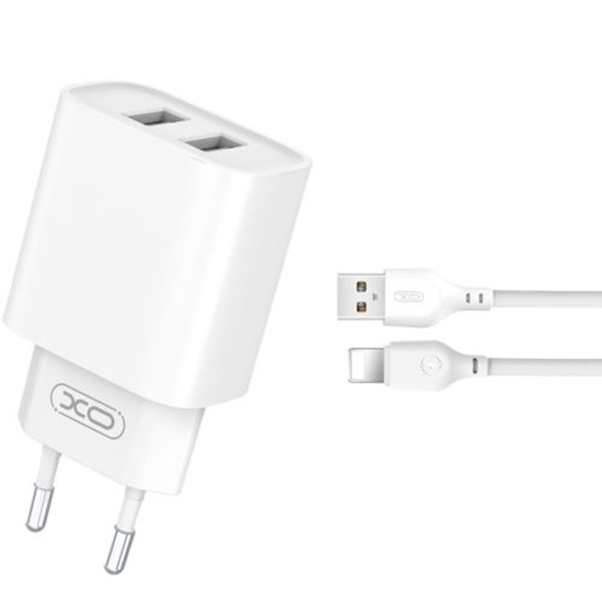 Изображение XO CE02C USB charger 2xUSB 2.1A + Lightning cable 1m