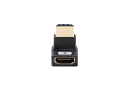 Attēls no Adapter HDMI(M)-HDMI(F) 8K kątowy góra aluminium srebrny AD-HDMI-08 