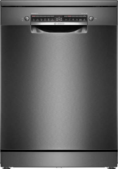 Изображение Dishwasher | SMS4EMC06E | Free standing | Width 60 cm | Number of place settings 14 | Number of programs 6 | Energy efficiency class B | Display | AquaStop function | Black inox