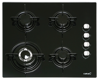 Attēls no CATA | Hob | CI 631 A/A 08041412 | Gas on glass | Number of burners/cooking zones 4 | Rotary knobs | Black