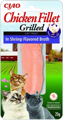 Attēls no INABA Grilled Chicken Extra tender fillet in shrimp flavored broth - cat treats - 25 g