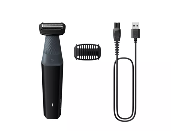 Picture of Philips 3000 series showerproof groin and body trimmer BG3017/01 Skin friendly shaver 1 click-on comb, 3mm 50min cordless use/8h charge.