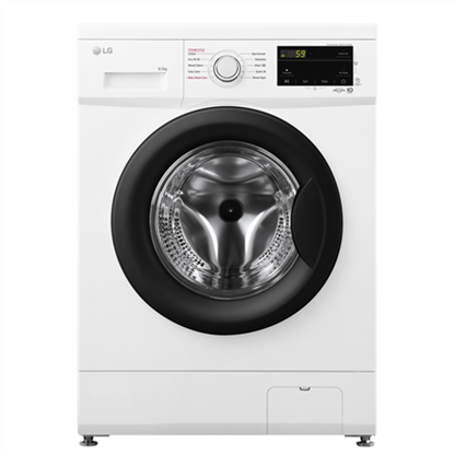 Attēls no LG | Washing machine | F2J3WSBWE | Energy efficiency class E | Front loading | Washing capacity 6.5 kg | 1200 RPM | Depth 44 cm | Width 60 cm | LED | Steam function | Direct drive | White