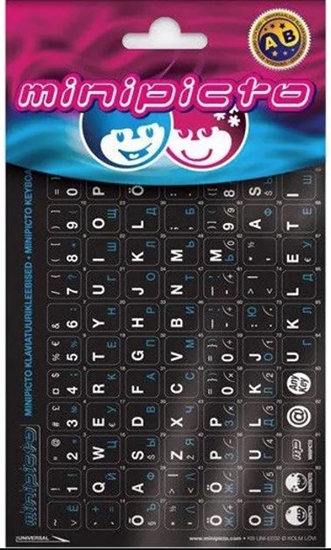 Изображение Minipicto keyboard stickers EST/RUS, black/blue (KB-UNI-RU02-BLK)