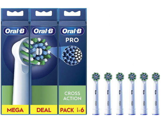 Picture of Oral-B | Replaceable toothbrush heads | EB50RX-6 Cross Action Pro | Heads | For adults | Number of brush heads included 6 | White