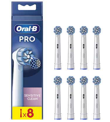 Изображение Oral-B | Replaceable toothbrush heads | EB60X-8 Sensitive Clean Pro | Heads | For adults | Number of brush heads included 8 | White