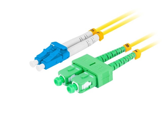 Изображение Patchcord światłowodowy sm lc/upc-sc/apc duplex 3.0mm lszh g657a1 0.5m żółty