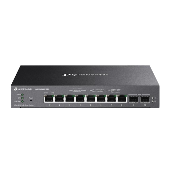 Picture of Switch|TP-LINK|Type L2|Desktop/pedestal|8x2.5GbE|2xSFP+|PoE+ ports 8|160 Watts|SG2210XMP-M2