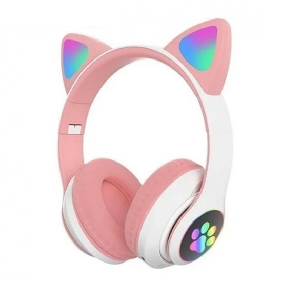 Изображение Riff VIV-23M Bluetooth Austiņas ar mikrofonu + LED Kaķa austiņas Pink