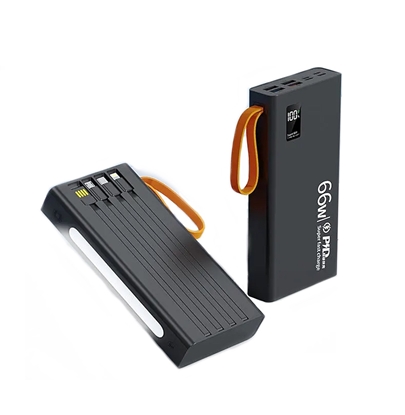 Attēls no RoGer QL268 Powerbank 30000mAh / 66W PD / Flashlight / Lightning + USB-C + microUSB + USB