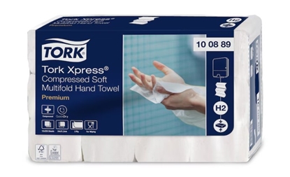 Изображение Tork Xpress Soft, daudzkārt saspiesti, mīksti papīra dvieļi, H2 100889, 2 slāņi, 225 salvetes, 22,2x24 cm, balts