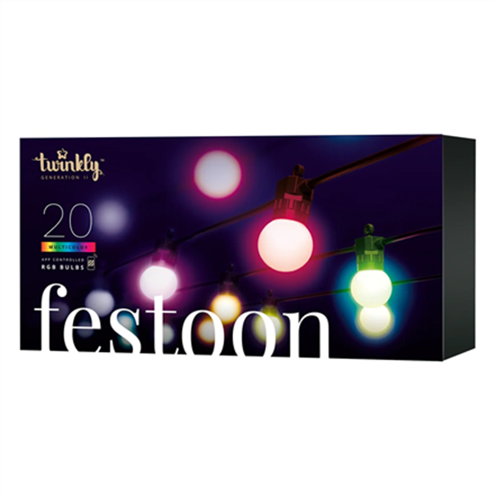 Picture of Twinkly Festoon Smart LED Lights 40 RGB (Multicolor) G45 bulbs, 20m