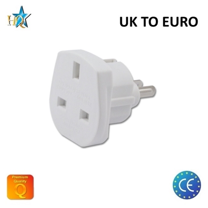 Attēls no  HQ Strāvas ligzdas pāreja UK (Anglija) 3pin uz Euro standartu 2Pin UK uz EU adapteris Balts (OEM)