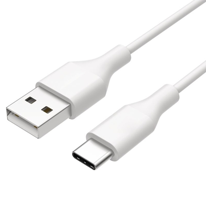 Attēls no DCO Durable TPE Universāls USB uz USB-C (Type-C) Datu un ātrās 2.4A Uzlādes Kabelis 1m Balts