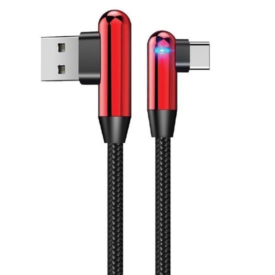 Picture of Evelatus TPC05 L-Formas no pagarināta niķeļa pārklāta cinka sakausējuma USB uz USB-C datu & PD 20W lādētāja vads 1m sarkans