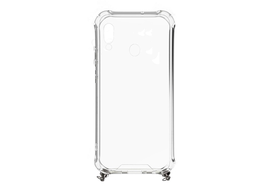 Изображение Huawei Y6 2019 Silicone TPU Transparent with Necklace Strap Silver