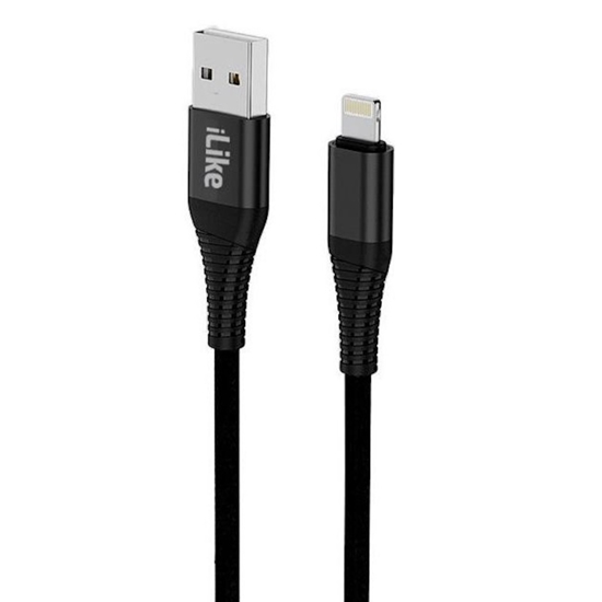 Изображение iLike CCI01 Izturīgs TPE USB uz Lightning iPhone & iPad Ātrs 3.1A Uzlādes Kabelis 1m Melns