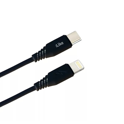 Attēls no iLike CTL01 Izturīgs TPE USB-C uz Lightning Ātrs Lādētāja Kabelis 1m Melns