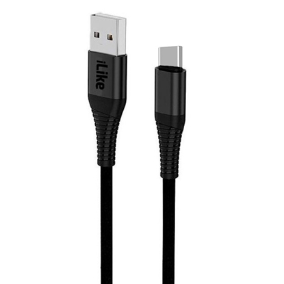 Attēls no iLike ICT01 Izturīgs TPE USB uz USB-C (Type-C) Universāls Ātrs 3.1A Uzlādes kabelis 1m Melns