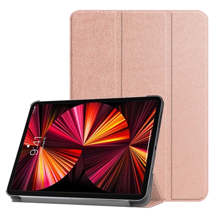 Attēls no iLike Tri-Fold Plāns Eko-Ādas Statīva Maks Apple iPad 10.9'' 10t Gen (2022) Rozīgi Zeltaina