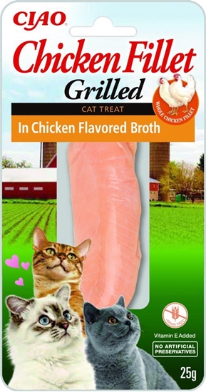 Изображение INABA Grilled Chicken Fillet in chicken flavored broth - skanėstas katėms - 25 g