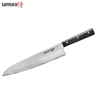 Изображение Samura Damascus 67 Šefpavāra virtuves nazis 240mm no AUS 10 Japāņu tērauda 61 HRC (67 slāņu)