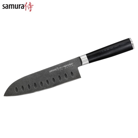 Picture of Samura MO-V Stonewash Univerālais lielais Santoku 180 mm. no AUS 8 Japāņu tērauda 58 HRC